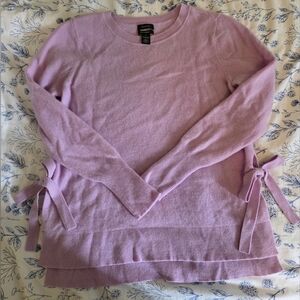 Halogen 100% Cashmere Side Tie Sweater Lilac